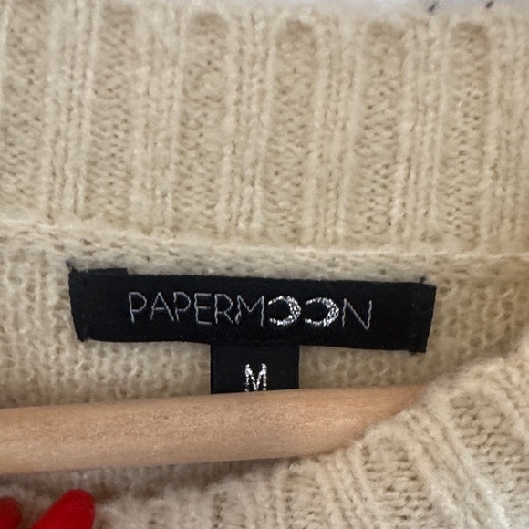 Papermoon Cream and Black Patterned Crew Neck Sweater - Picture 4 of 5